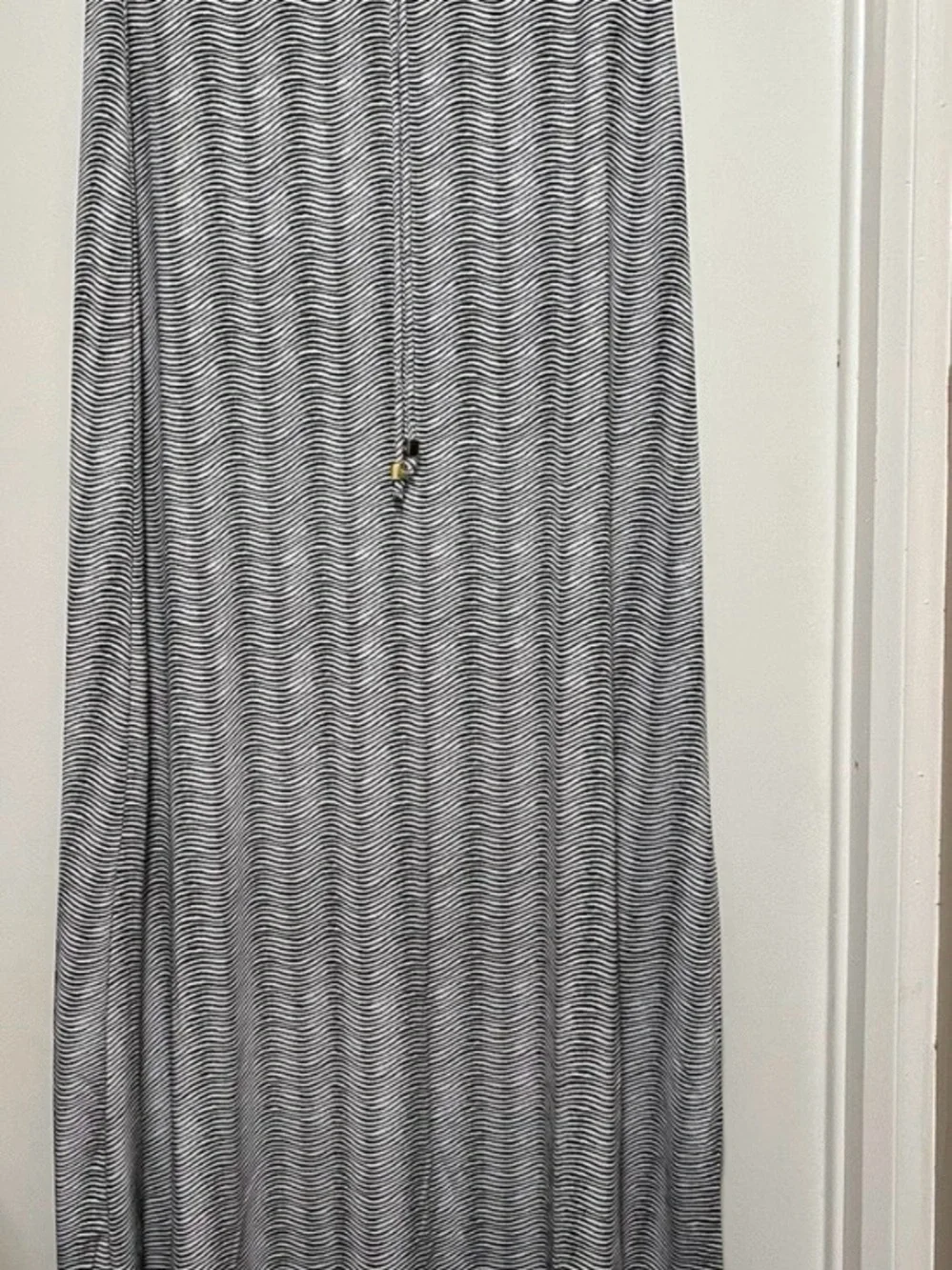 Michael Kors Black and White Wavy Print Maxi Skirt